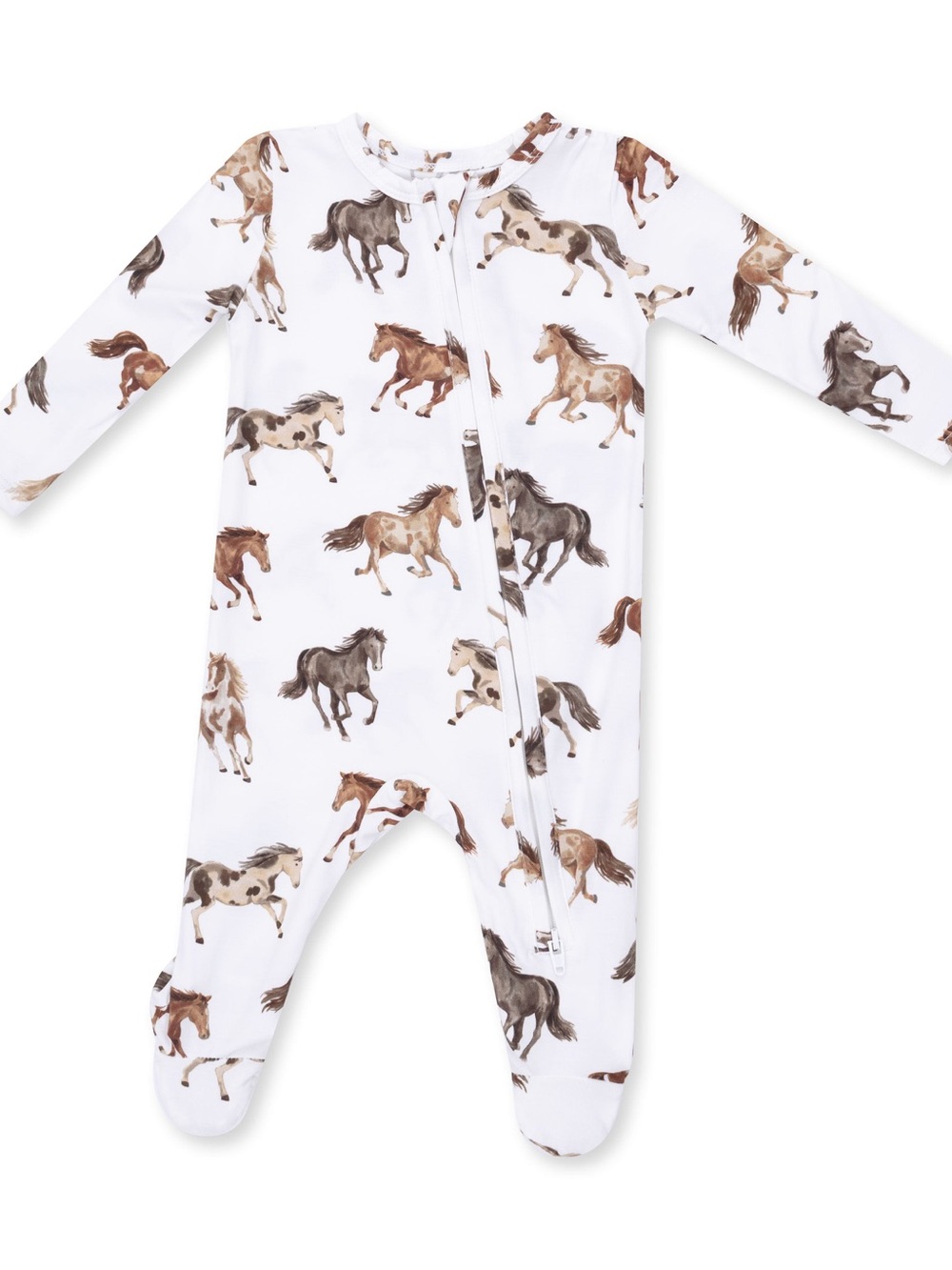 Angel Dear Brown Horse Print Western Footie 0-3 3-6 6-9 months